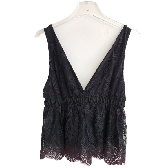 Free People Chante Lace Tie Front Black Tank Top - Picture 3 of 11